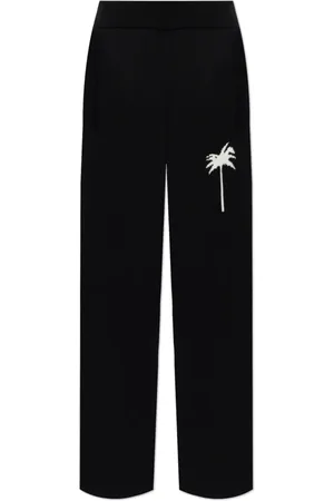Palm Angels Broeken, Heren, Zwart, L, Katoen, Track pants met wijde pijpen