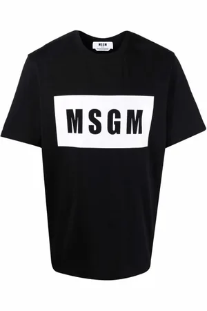 Msgm Tops, Heren, Zwart, S, Katoen, T-shirt van katoen met logoprint