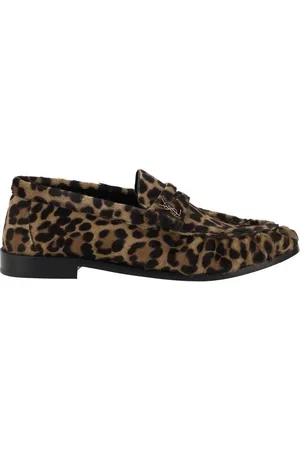 Saint Laurent Schoenen, Dames, Veelkleurig, 36 EU, Loafers met Dierenprint en Blokhak