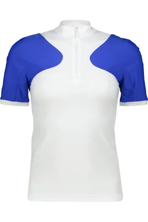 OFF-WHITE Tops, Dames, Wit, M, Polyester, T-shirt van technische stof met opstaande kraag