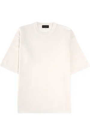 Roberto Collina Tops, Heren, Wit, M, Katoen, Minimalistische Gebreide T-shirt