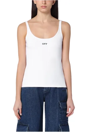 OFF-WHITE Tops, Dames, Wit, M, Katoen, Sleeveless T-Shirt