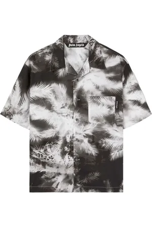 Palm Angels Overhemden, Heren, Zwart, L, Katoen, Zwart Button-Up Overhemd