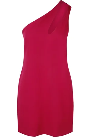P.A.R.O.S.H. Kleedjes, Dames, Rood, M, One Shoulder Jersey Mini Jurk