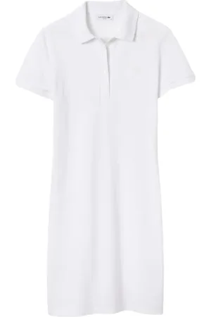Lacoste Kleedjes, Dames, Wit, 3Xs, Katoen, Witte Polo Jurk Elegante Stijl