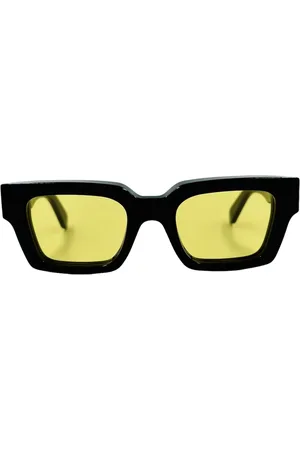 OFF-WHITE Accessoires, unisex, Zwart, ONE Size, Vierkante Dikke Acetaat Zonnebril