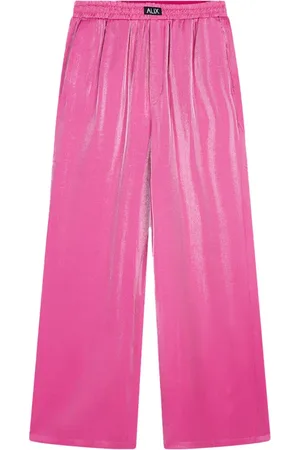 Alix the label Broeken, Dames, Roze, L, Shine Wide Leg Pants