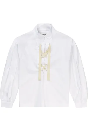 Munthe Blouses & Shirts, Dames, Wit, L, Katoen, Elegante Blouse met Strikdetail