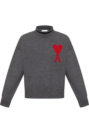 Ami Truien, Heren, Grijs, XS, Wol, Coltrui met logo
