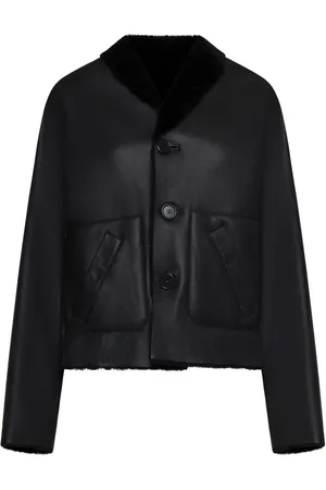 Marni Jassen, Dames, Zwart, S, Leer, Omkeerbare Shearling Jas