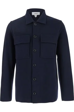 LARDINI Jassen, Heren, Blauw, L, Katoen, Blauw Klassiek Shirt met Zakken