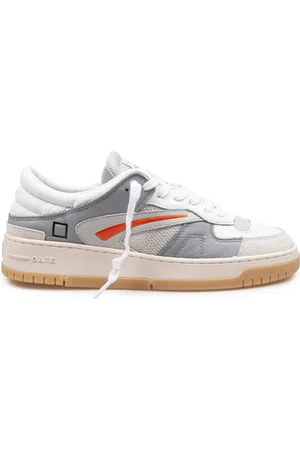 D.A.T.E. Schoenen, Heren, Veelkleurig, 43 EU, Leer, Net Leren Sneakers Wit Grijs