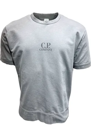 C.P. Company Tops, Heren, Blauw, 2Xl, Katoen, Gerookte parel zwaar T-shirt
