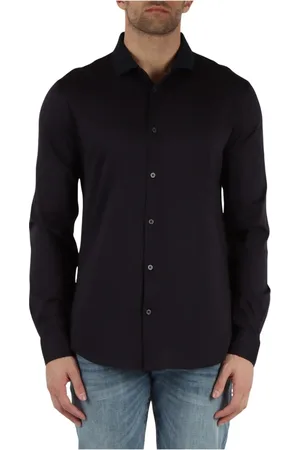 Armani Exchange Overhemden, Heren, Blauw, L, Katoen, Klassieke Slim Fit Katoenen Overhemd