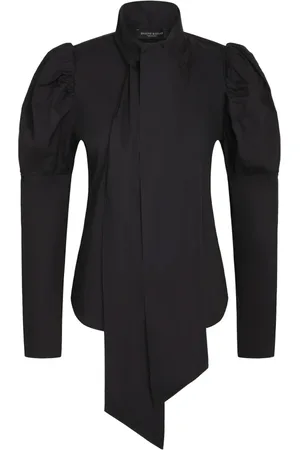 Bruuns Bazaar Blouses & Shirts, Dames, Zwart, L, Katoen, Zwarte katoenen blouse met wijde mouwen