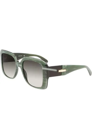 Longchamp Accessoires, Dames, Groen, ONE Size, Groene Acetaat Zonnebril met Grijze Lenzen