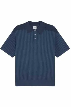Paul Smith Tops, Heren, Blauw, XL, Katoen, Gestreept Mesh Poloshirt Lavendelblauw