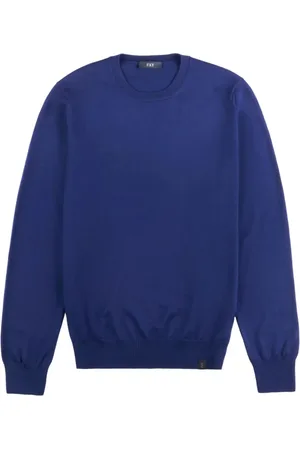FAY Truien, Heren, Blauw, M, Trui met Ronde Hals