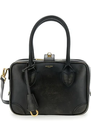 Golden Goose Tassen, Dames, Zwart, ONE Size, Leer, Zwarte handtas met gelamineerd logo