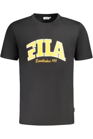 Fila Tops, Heren, Zwart, M, Katoen, Grafisch Logo T-shirt Crew Neck