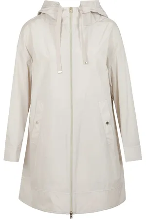 HERNO Mantels, Dames, Wit, XS, Waterdichte jas met capuchon en dubbele rits
