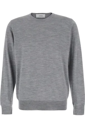 LARDINI Truien, Heren, Grijs, M, Wol, Grijze Crewneck Sweater Wolmix