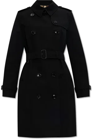 Burberry Mantels, Dames, Zwart, 2Xs, Katoen, Katoenen trenchcoat