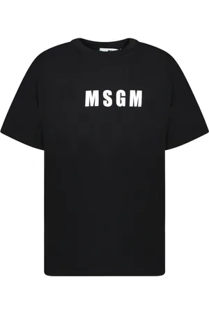 Msgm Tops, Heren, Zwart, L, Wit Logo Korte Mouw T-shirt