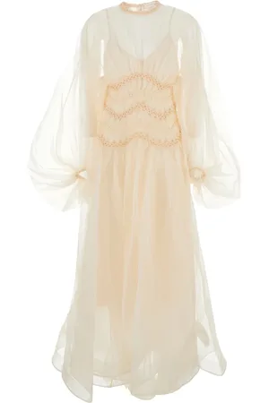 ZIMMERMANN Kleedjes, Dames, , M, Crewneck Jurk met Macrame Details