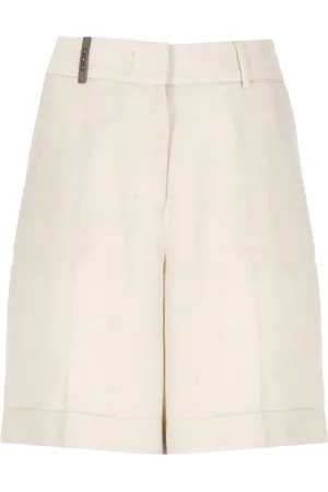 PESERICO SIGN Korte broeken, Dames, , S, Linnen, Linnenmix Shorts met Hoge Taille