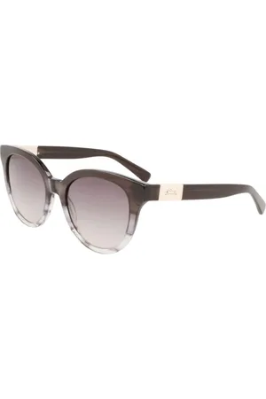 Longchamp Accessoires, Dames, Grijs, ONE Size, Zwarte Acetaat Zonnebril met Grijze Lenzen