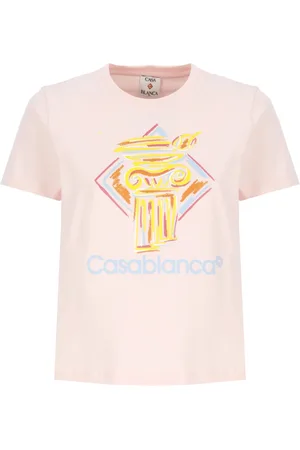 Casablanca Tops, Dames, Roze, S, Katoen, Diamond Column T-shirt