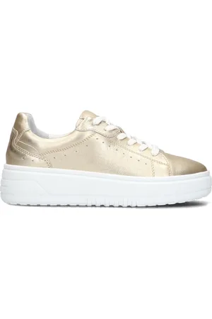 Blasz Schoenen, Dames, Geel, 37 EU, Katoen, Gouden Lage Sneakers Anemone-02