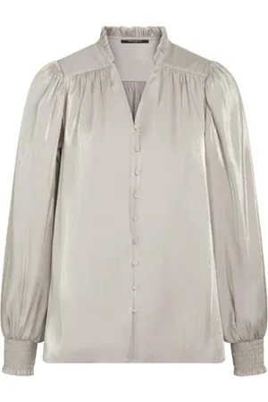 Bruuns Bazaar Blouses & Shirts, Dames, , L, Leer, Goudkleurig zand blouse met pofmouwen