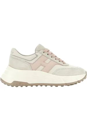 Hogan Schoenen, Dames, Wit, 38 1/2 EU, Leer, Ivory Suede Hi-Fi Sneakers