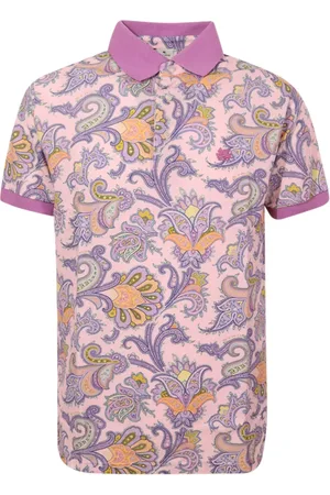 Etro Tops, Heren, Veelkleurig, L, Katoen, Bloemen Paisley Print Polo Shirt Roze