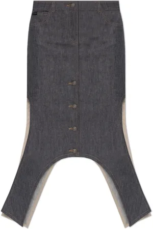 Courrèges Rokken, Dames, Blauw, W27, Denim, Asymmetrische Denim Rok met Zoom