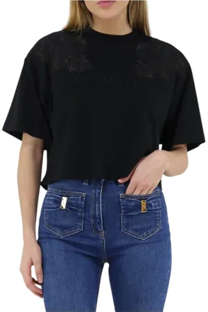 Elisabetta Franchi Tops, Dames, Zwart, S, Katoen, Casual Katoenen T-Shirt voor Vrouwen