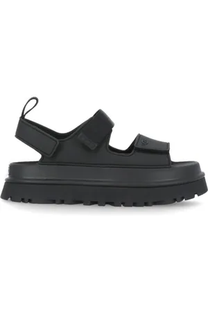 UGG Schoenen, Dames, Zwart, 39 EU, Zwarte Sandalen met Klittenbandsluiting
