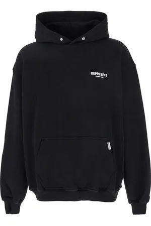 Represent Sweatshirts & Hoodies, Heren, Zwart, M, Katoen, Zwarte Logo Hoodie Katoen Man
