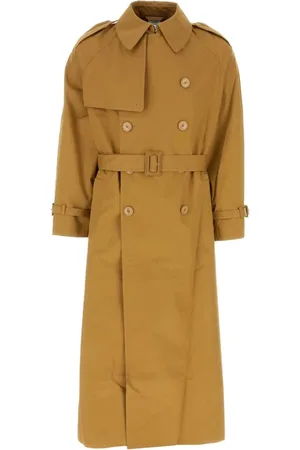 Vetements Mantels, Dames, Geel, S, Katoen, Oversize Oker Katoenen Trenchcoat