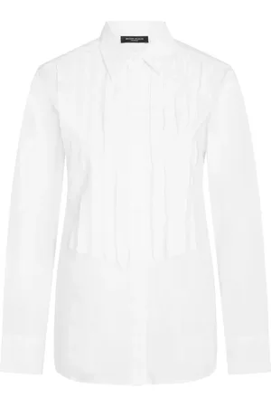 Bruuns Bazaar Blouses & Shirts, Dames, Wit, 2Xl, Katoen, Elegant Wit Overhemd met Lintdetails
