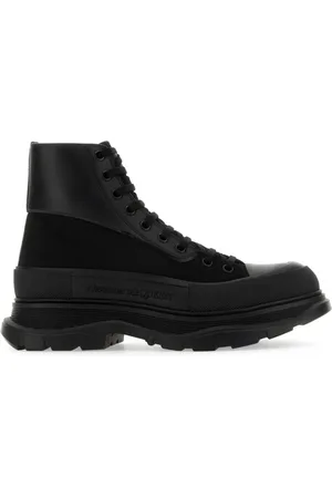 Alexander McQueen Schoenen, Heren, Zwart, 43 EU, Leer, Enkellaarzen van canvas en leer
