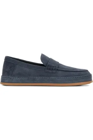 Hogan Schoenen, Heren, Blauw, 42 EU, Suède, Suède Sandalen met Amandelteen