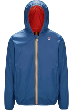 K-Way Jassen, Heren, Blauw, S, Nylon, Omkeerbare gewatteerde jas met capuchon