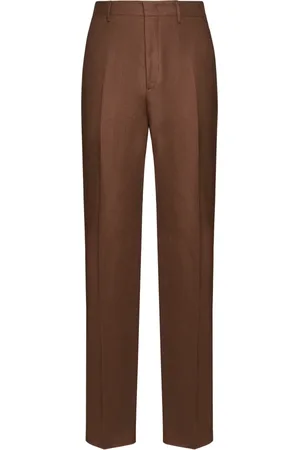 TAGLIATORE Broeken, Heren, Bruin, L, Linnen, Elegante Broeken Zonder Plooien