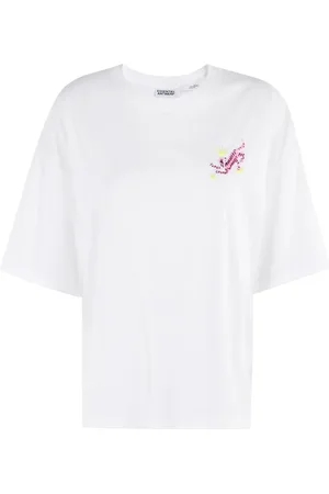 Essentiel Antwerp Tops, Dames, Wit, S, Katoen, Geborduurd T-shirt met kraaldetail