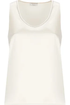 PESERICO SIGN Tops, Dames, , S, Ivoor Zijden Top met Helder Details