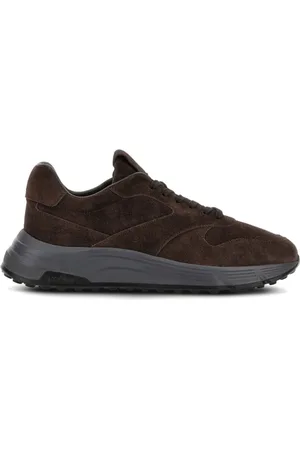 Hogan Schoenen, Heren, Bruin, 41 1/2 EU, Suède, Zwarte Suède Plateauschoenen met Chunky Zool