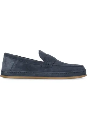 Hogan Schoenen, Heren, Blauw, 42 EU, Suède, Blauwe suède leren loafers met ronde neus